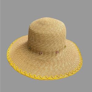Festival Bucket Straw Hat with Rhinestone Embellishments
